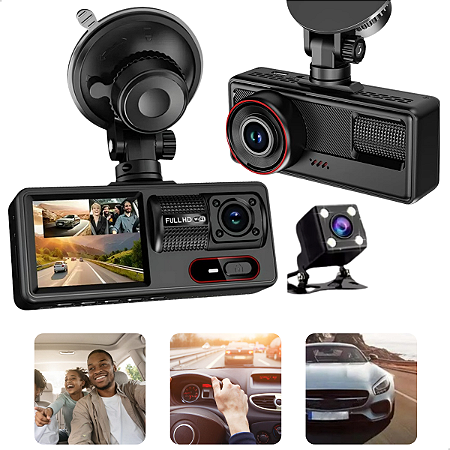 Câmera Veicular Automotiva Full Hd Interna Dupla Wi-Fi + Câmera de Ré