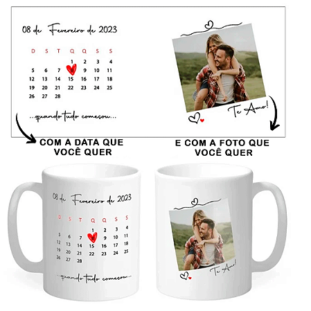 Caneca Personalizada do seu jeito com Foto e Data 325ml + Caixinha