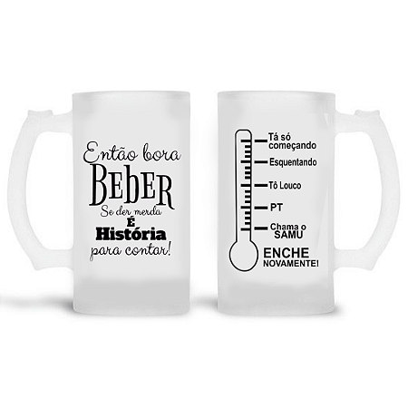 Caneca de Chopp vidro jateada 475ml + Caixinha
