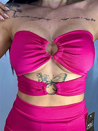 Cropped argola (pink)