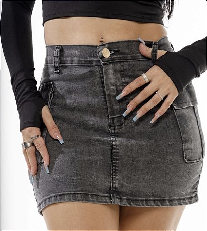Saia cargo jeans (cinza)