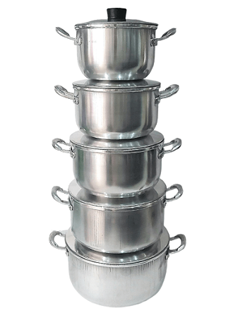 Jogo de Panela 5 Peças de Alumínio Polido