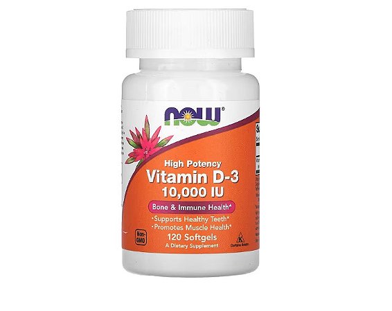 NOW Foods Vitamina D3 10.000 UI - Saúde e Imunidade | 120 Caps