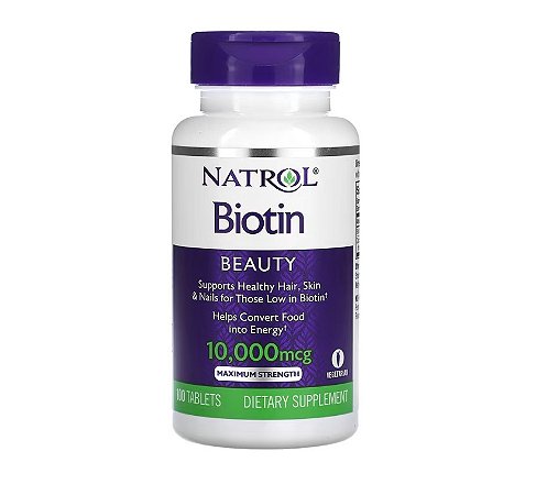 Natrol Beauty Biotina 10.000 mcg – 100 Comprimidos | Cabelos, Pele e Unhas Saudáveis