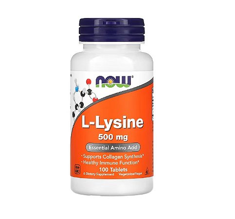 NOW Foods Lisina 500mg 100 Comprimidos | Fortalece Imunidade e Articulações