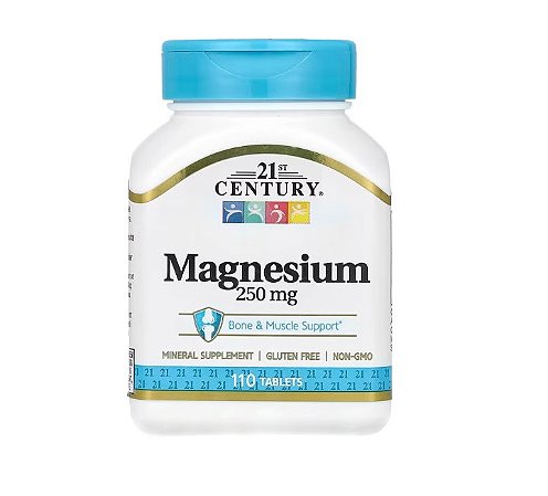 **21st Century Magnésio 250mg 110 Comprimidos | Suporte para Músculos e Ossos**