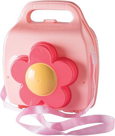 Lancheira Flor C/ Trava E Alças C/ Pote Plasútil Cor Rosa