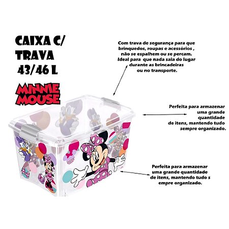 Caixa Organizadora Multiuso 46l Com Trava Minnie