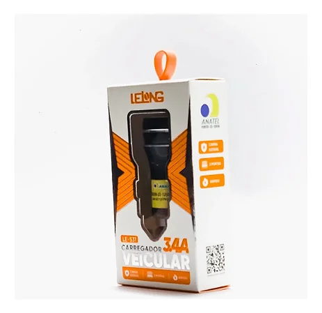 Carregador Rapido Veicular 3.4a Lelong C/2 Portas Usb.