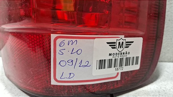 Lanterna Lado Direito GM S-10 2008 a 2012 Valeo
