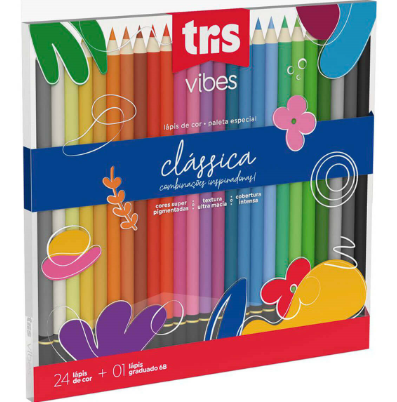 Lápis de Cor Tris Vibes Clássica 24 Cores