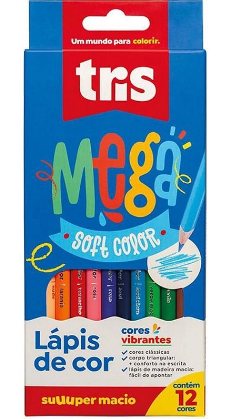 Lápis de Cor 12 Cores - Mega Soft Color - Tris