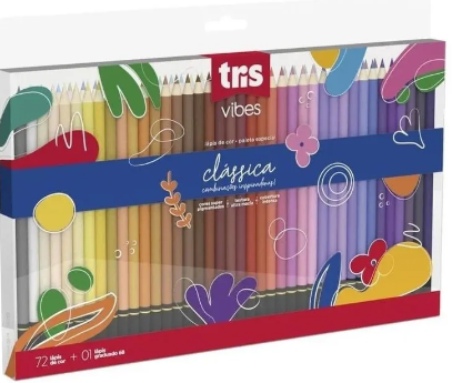 Lápis de Cor Tris Redondo Vibes Clássica 72 Cores