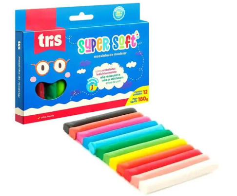 Massa de Modelar 12 Cores Tris Super Soft
