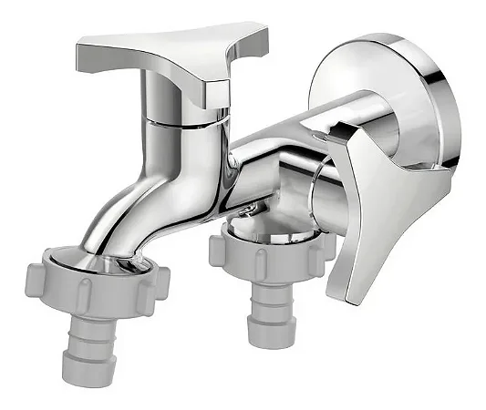 Torneira Dupla para tanque ou maquina lavar Nova Gyro 1155-NGY