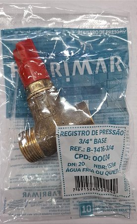 Registro Base De Pressão b-1416-3/4 Chuveiros Ou Duchas -Fabrimar