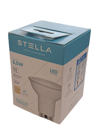 Lâmpada Led Stella Par20 Eco 5,5w E27 Bivolt 2700k Branco Quente