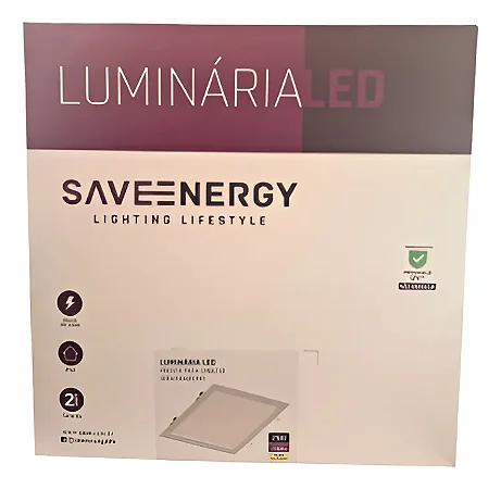 Plafon Embutir 30x30cm 25w 3000k (Branco Quente) Se-240.3007 Saveenergy Branco