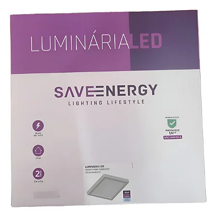 Plafon De Sobrepor 40x40 36w Saveenergy Bivolt 3000k/4000k/6500k