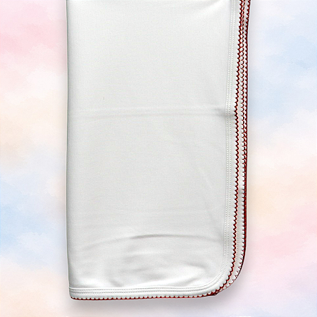 Manta Lisa com Picueta Vermelha - Branco Liso