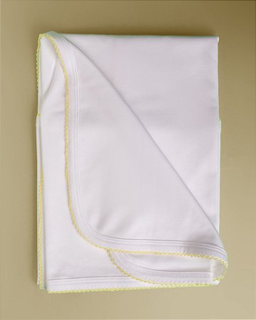 Manta Lisa com Picueta Amarelo - Branco Liso