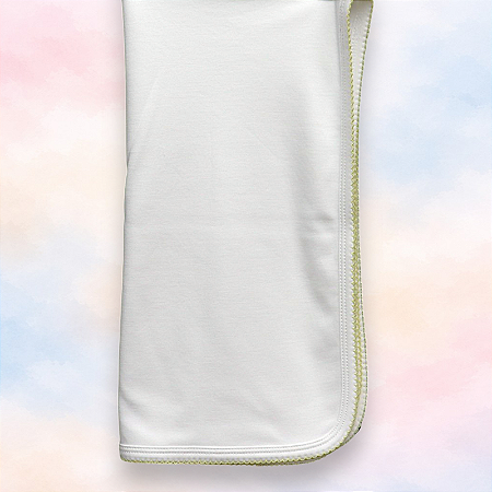 Manta Lisa com Picueta Amarelo - Branco Liso