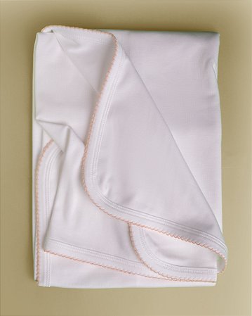 Manta Lisa com Picueta Salmão - Branco Liso