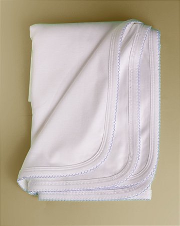 Manta Lisa com Picueta Celeste - Branco Liso