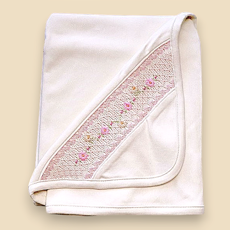 Manta Smock Florzinha com Losango - Off-White Liso