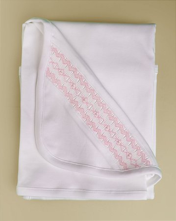 Manta Smock Losango Rosa - Branco Liso