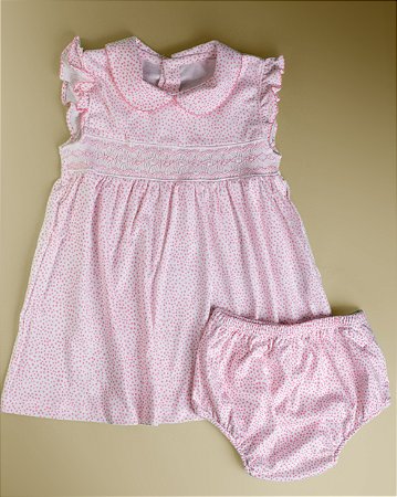 Vestido Smock Losango Rosa MC - Pontos Rosa