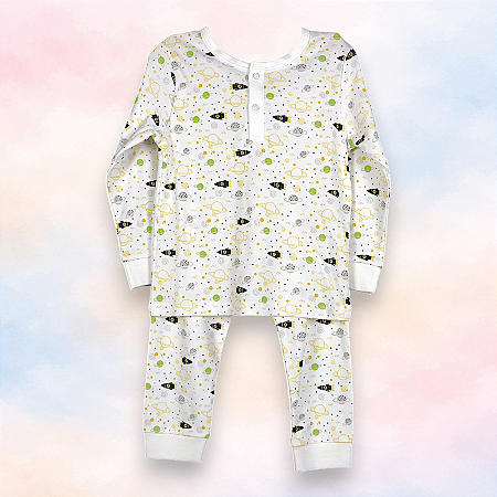 Pijama Blusa e Calça ML - Foguetes