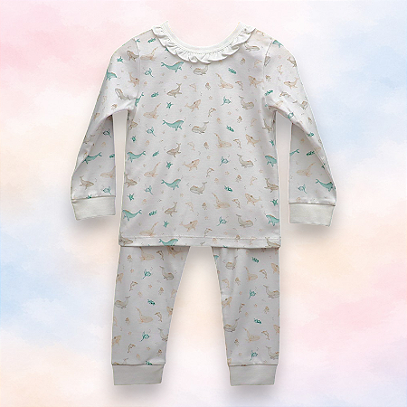 Pijama Blusa e Calça ML - Baleias Menina