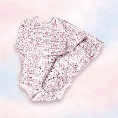 Pijama Body e Calça - Castelo Rosa