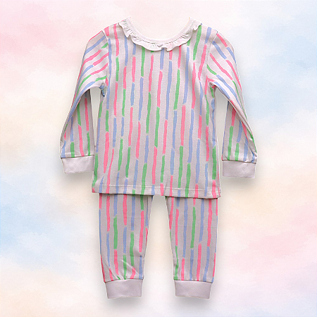 Pijama Blusa e Calça ML - Listrado Colorido Vertical