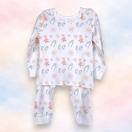 Pijama Blusa e Calça ML - Patins Rosa
