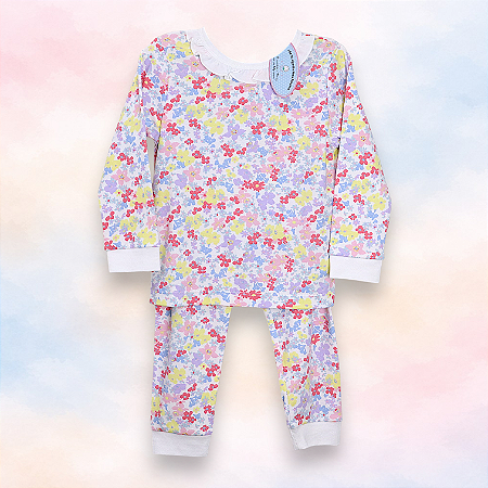Pijama Blusa e Calça ML Menina - Violetas Coloridas