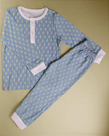 Pijama Blusa e Calça ML Menino - Cacto Azul