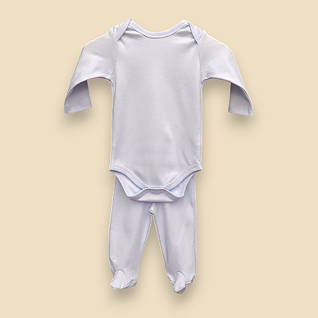 Pijama Body e Calça ML - Celeste Liso