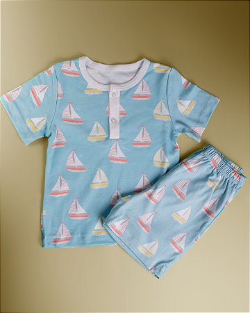 Pijama Blusa e Shorts MC - Barco Colorido Menino