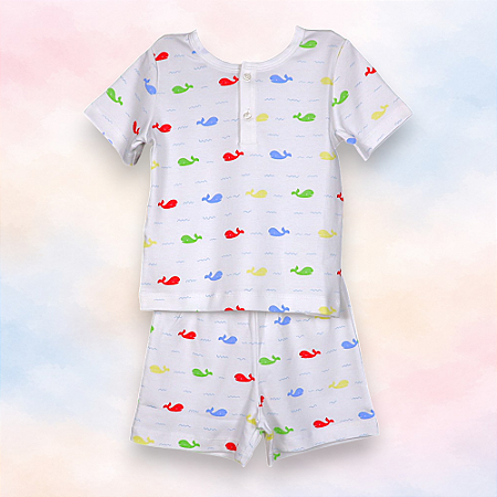 Pijama Blusa e Shorts MC - Baleia Colorida