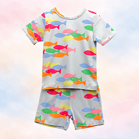 Pijama Blusa e Shorts MC - Peixes Coloridos