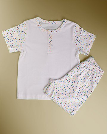 Pijama Blusa e Shorts MC - Confete Colorido Menino