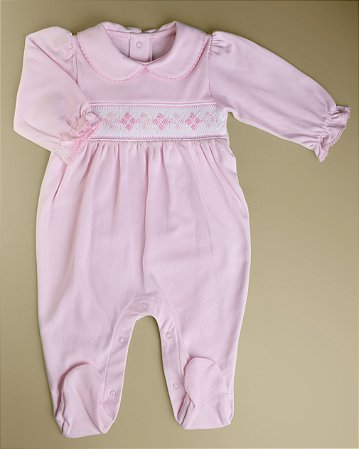 Macacão Smock Baralho Rosa - Rosa Liso
