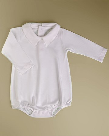 Body Com Gola Menino ML - Branco Liso