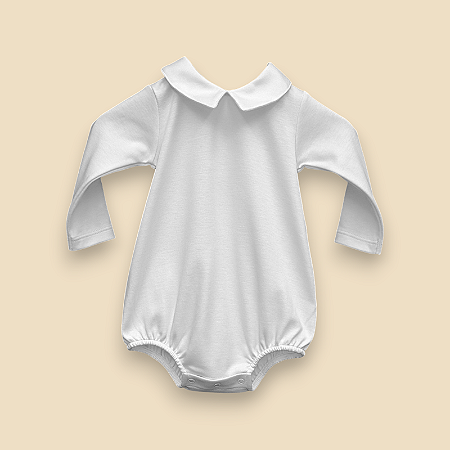Body Com Gola Menino ML - Branco Liso