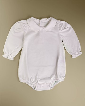 Body Menina ML - Branco Liso