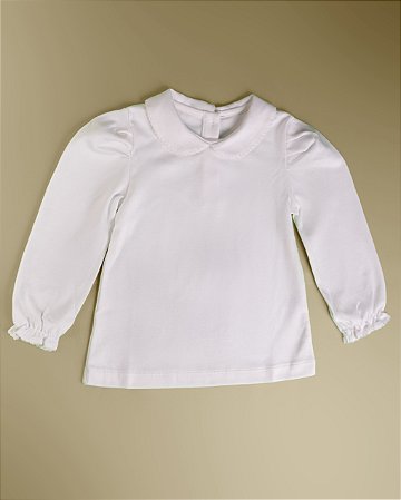 Camiseta Menina ML - Branco Liso