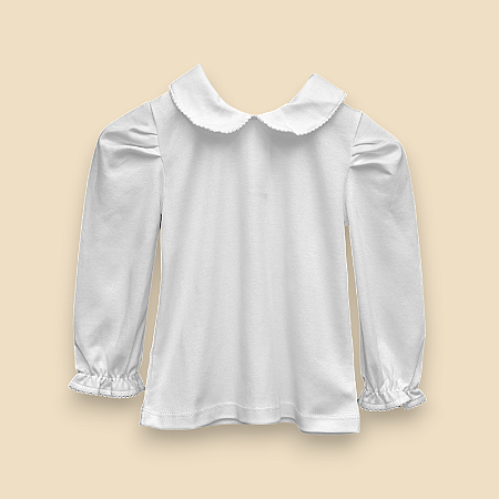 Camiseta Menina ML - Branco Liso
