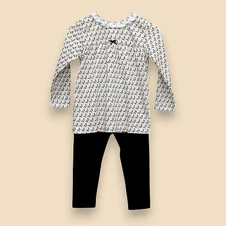 Camiseta Com Calça Gola Babadinho - Patinhos